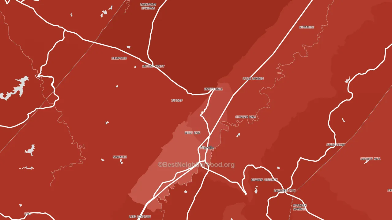 Pikeville, TN block-group political-lean map