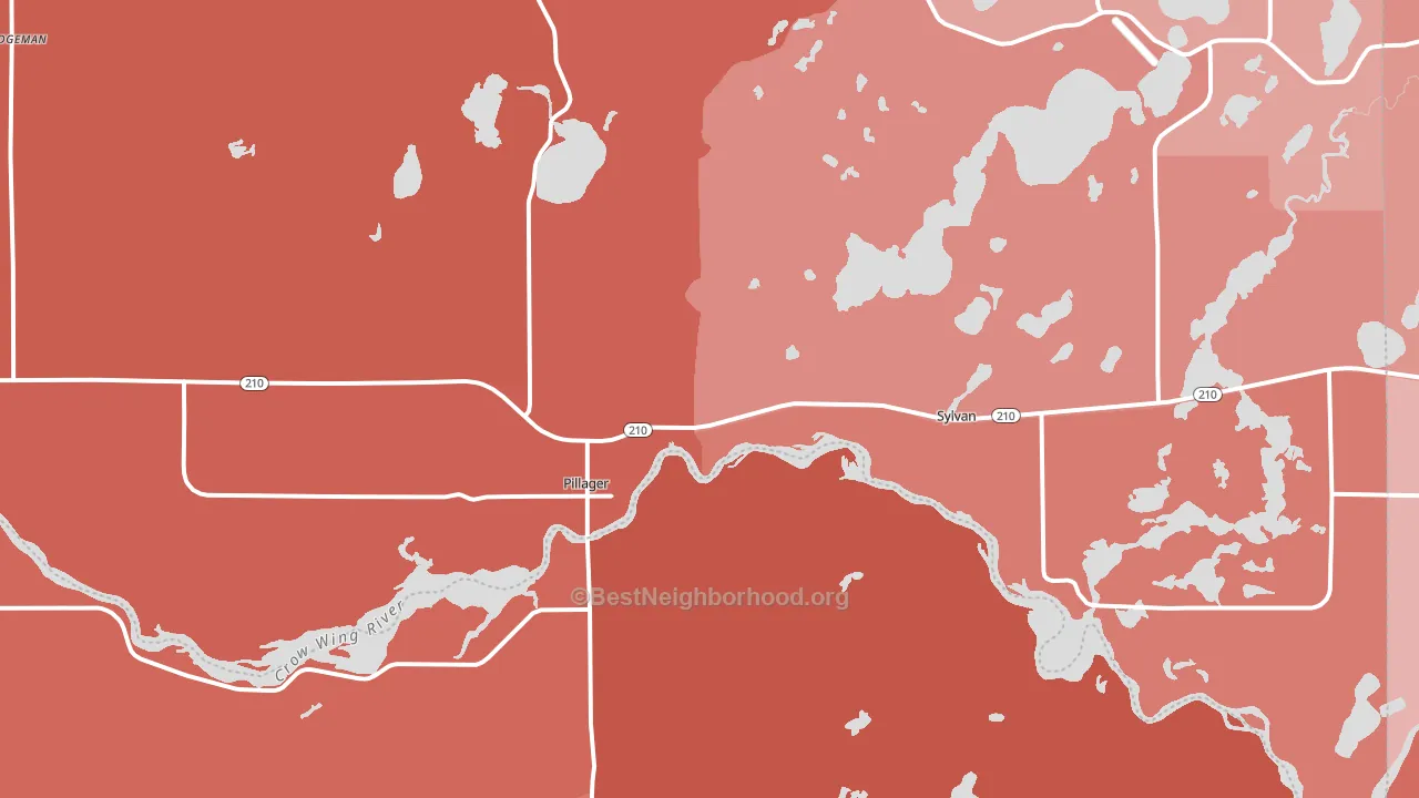 Pillager, MN block-group political-lean map