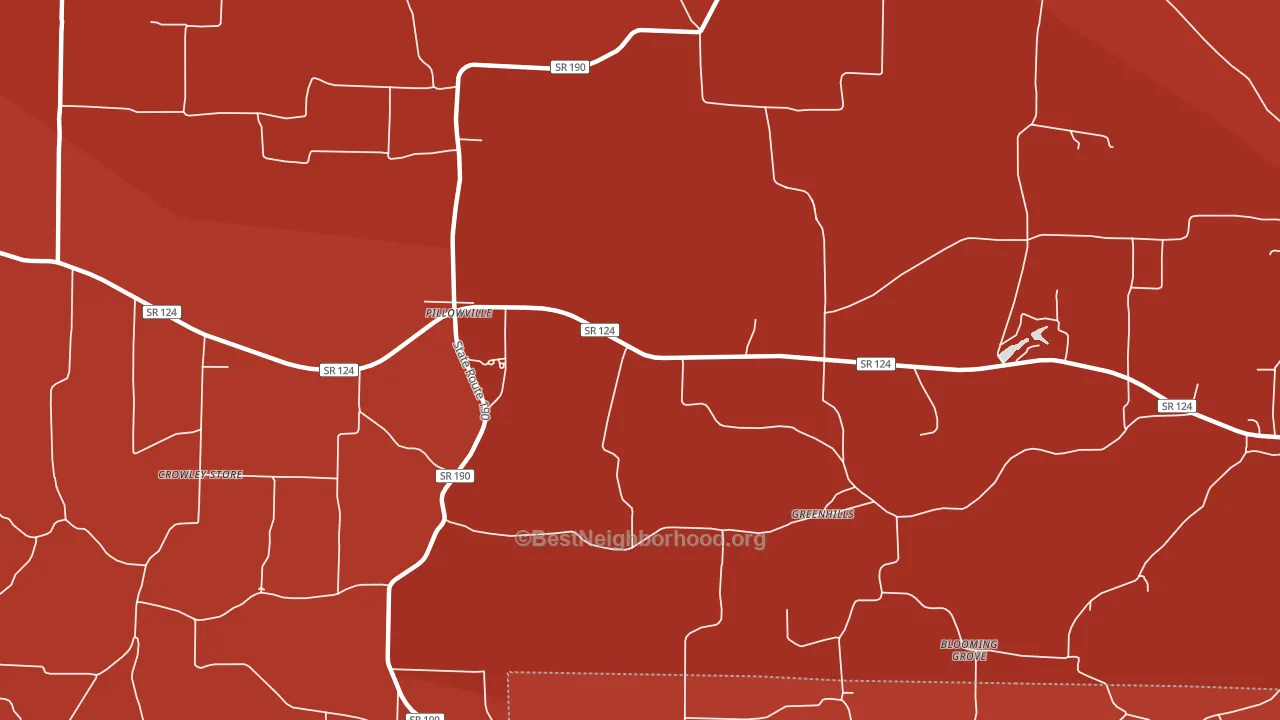 Pillowville, TN block-group political-lean map