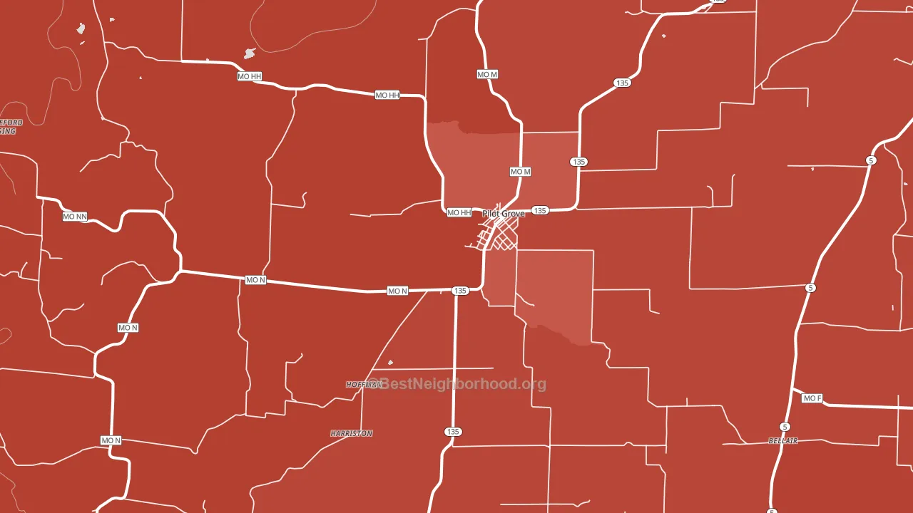 Pilot Grove, MO block-group political-lean map