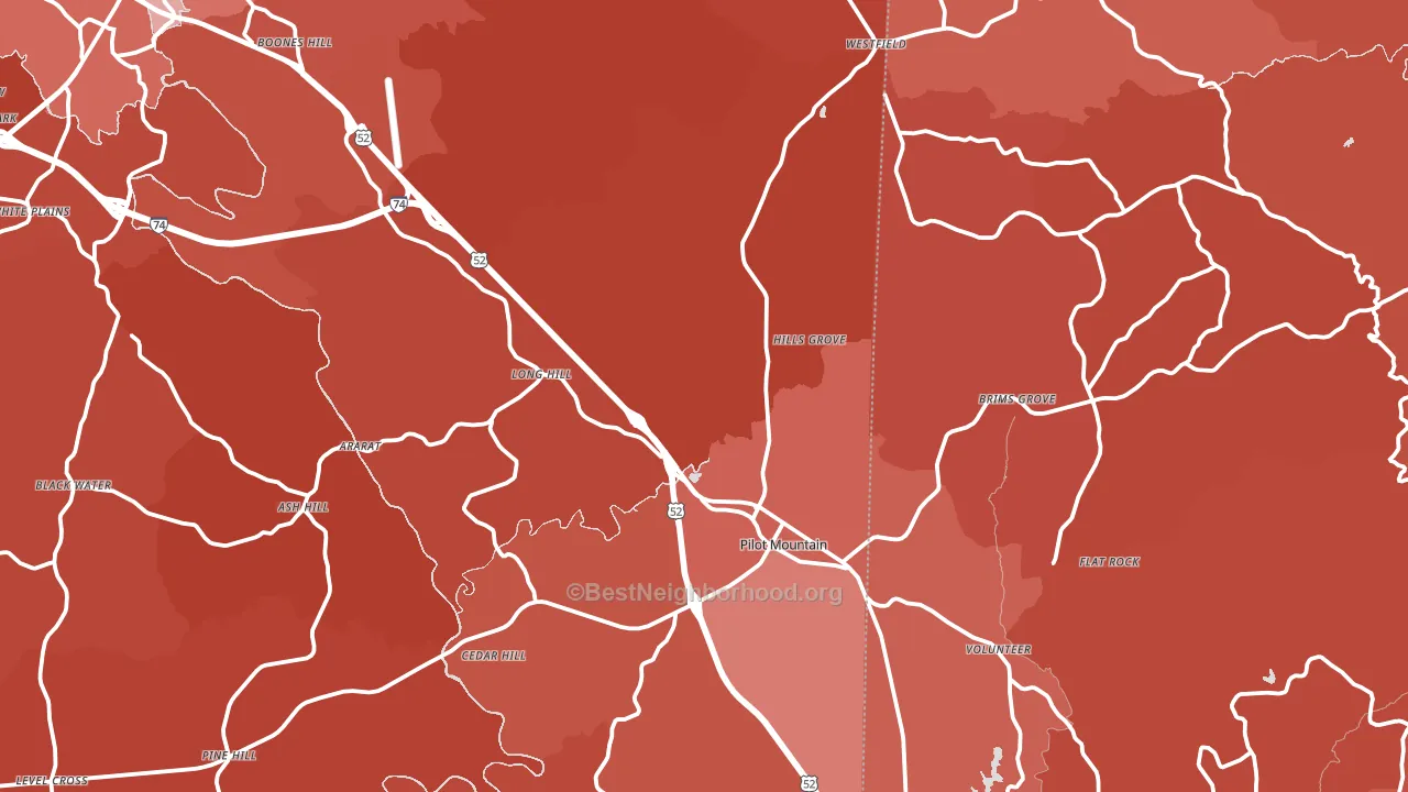 Pilot Mountain, NC block-group political-lean map