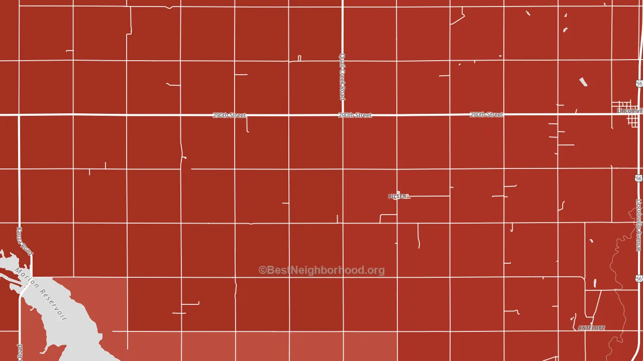 Pilsen, KS block-group political-lean map