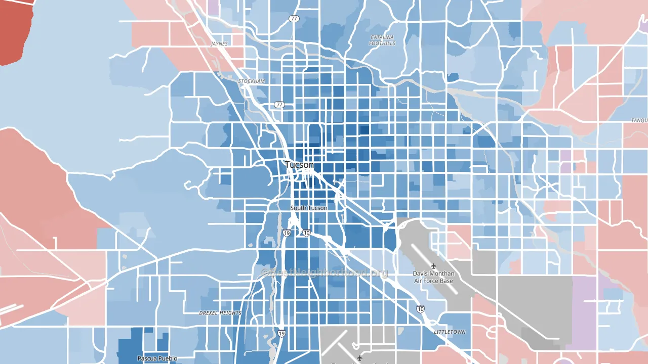 Pima County, AZ block-group political-lean map