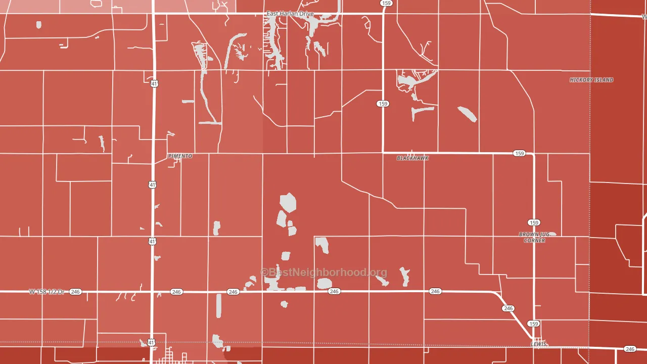 Pimento, IN block-group political-lean map