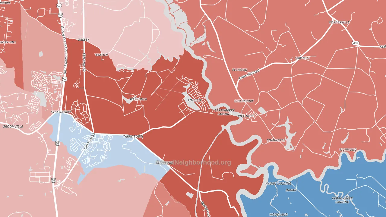 Pimlico, SC block-group political-lean map