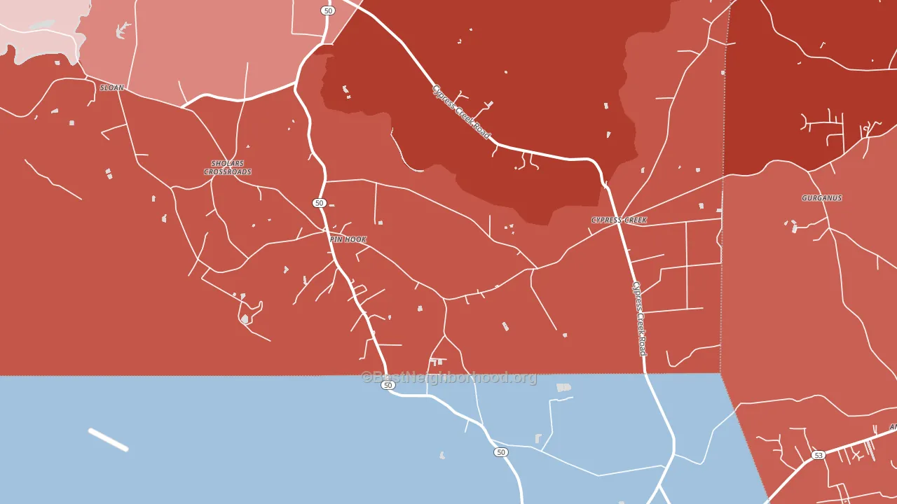 Pin Hook, NC block-group political-lean map