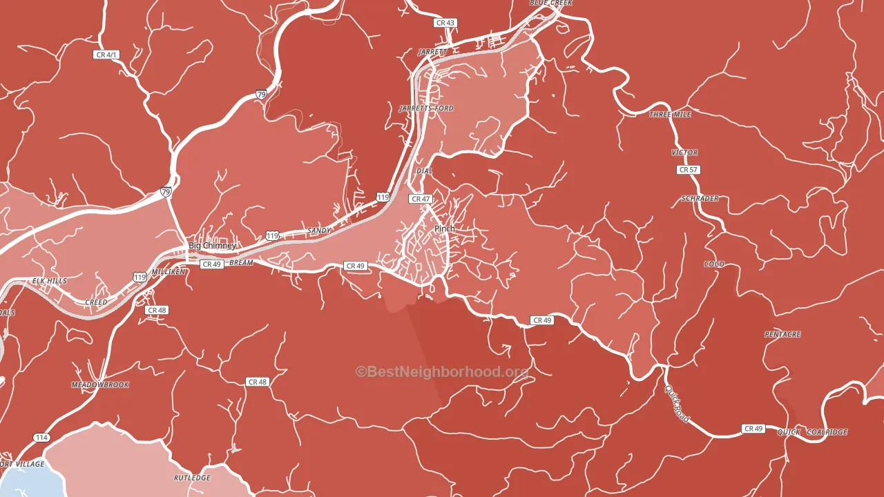 Pinch, WV block-group political-lean map