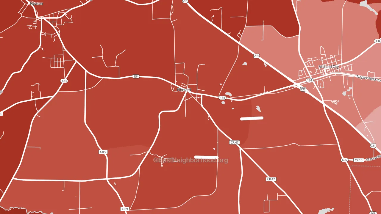 Pinckard, AL block-group political-lean map