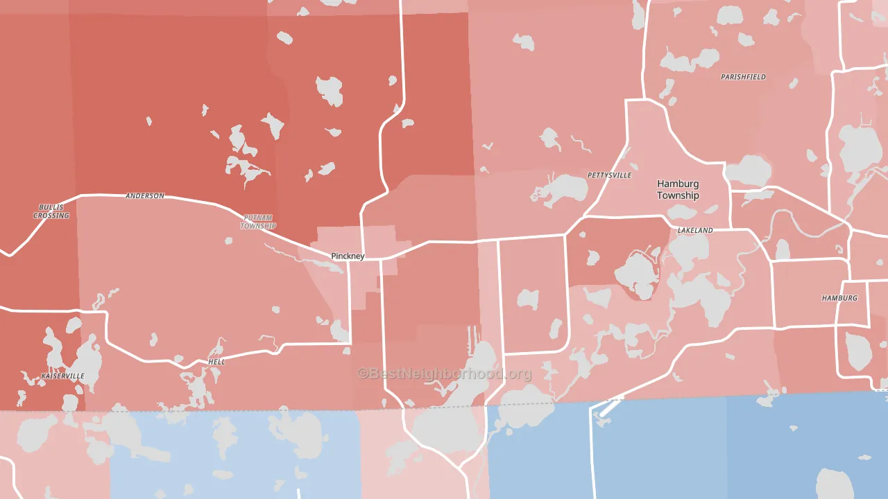 Pinckney, MI block-group political-lean map