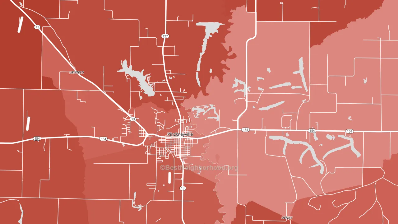Pinckneyville, IL block-group political-lean map