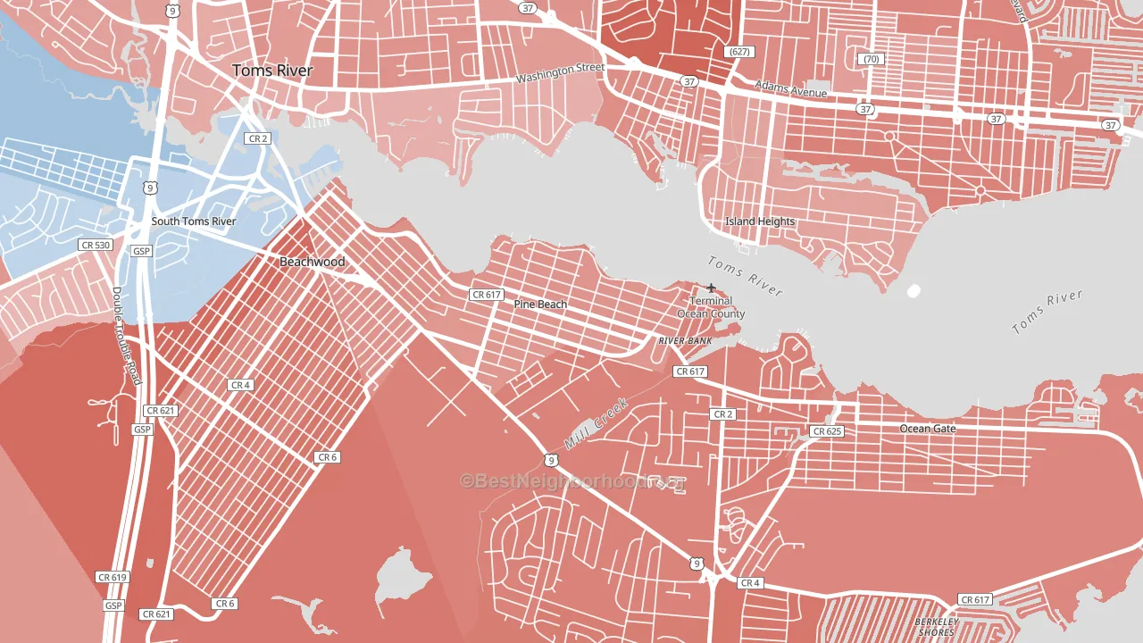Pine Beach, NJ block-group political-lean map