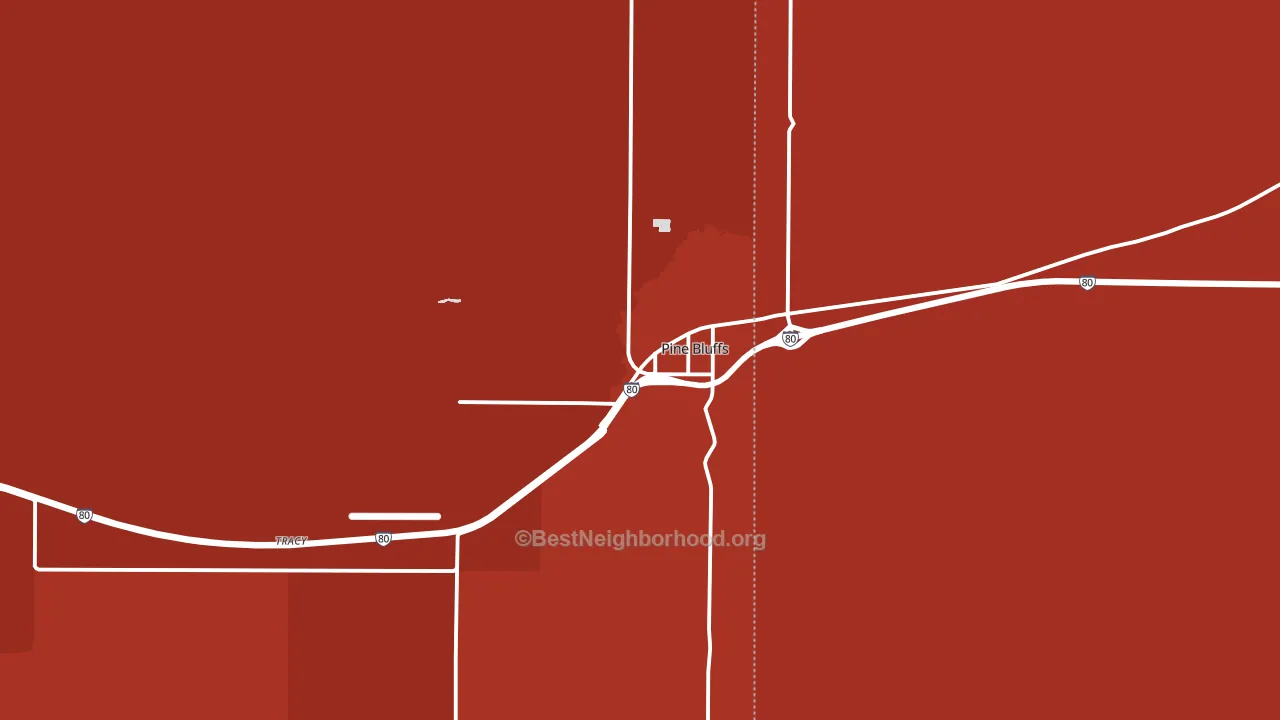 Pine Bluffs, WY block-group political-lean map