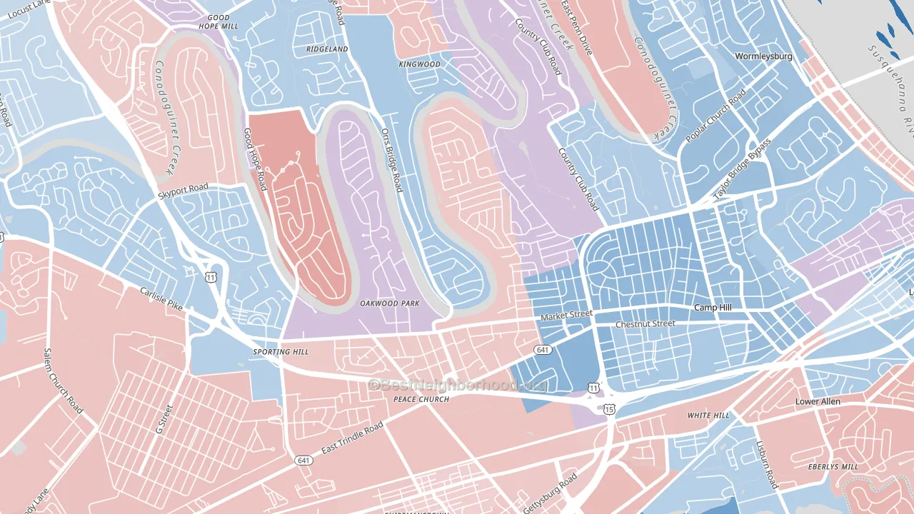 Pine Brook, Camp Hill, PA block-group political-lean map
