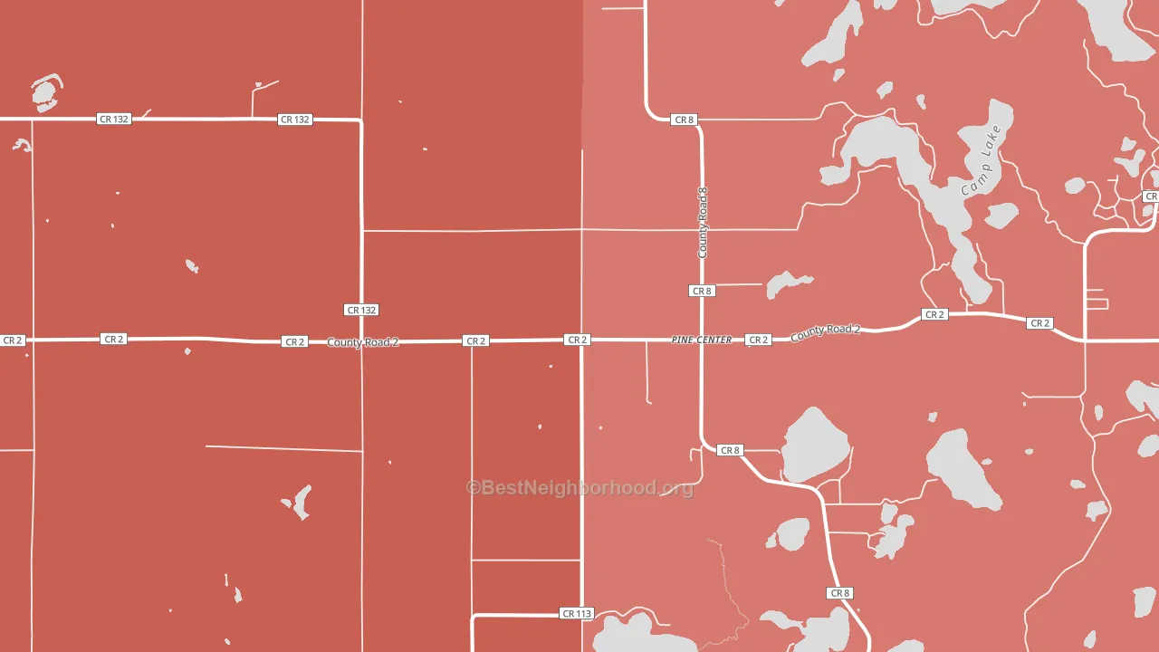 Pine Center, MN block-group political-lean map