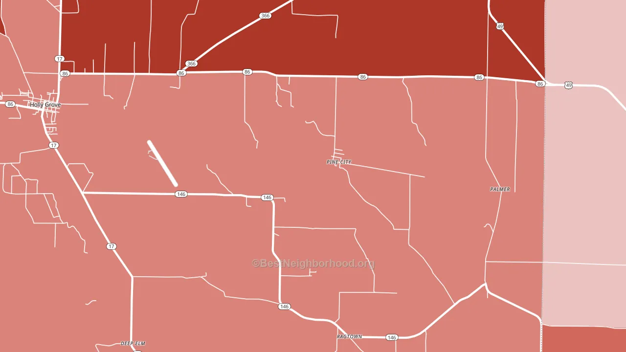 Pine City, AR block-group political-lean map