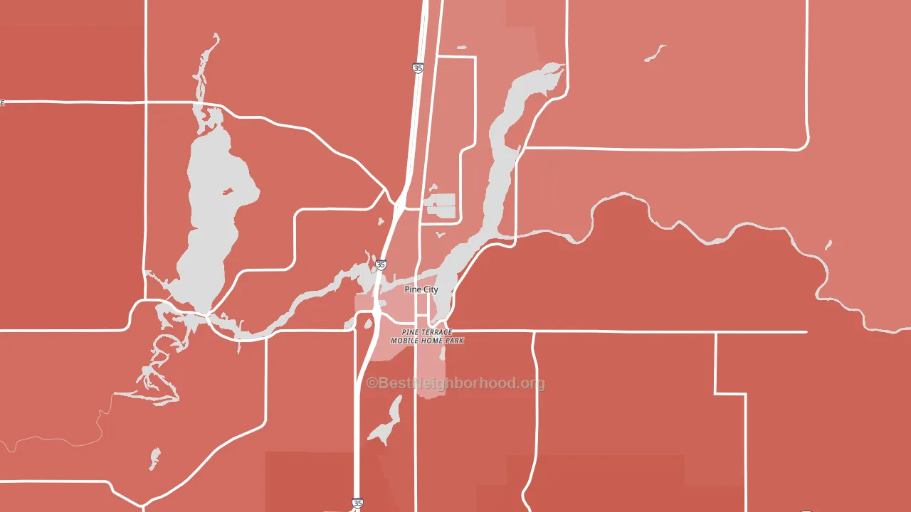Pine City, MN block-group political-lean map