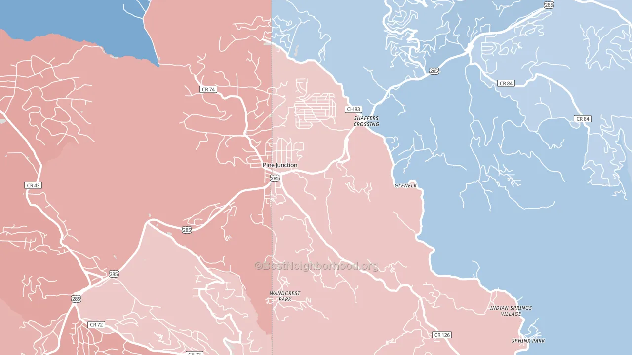Pine, CO block-group political-lean map