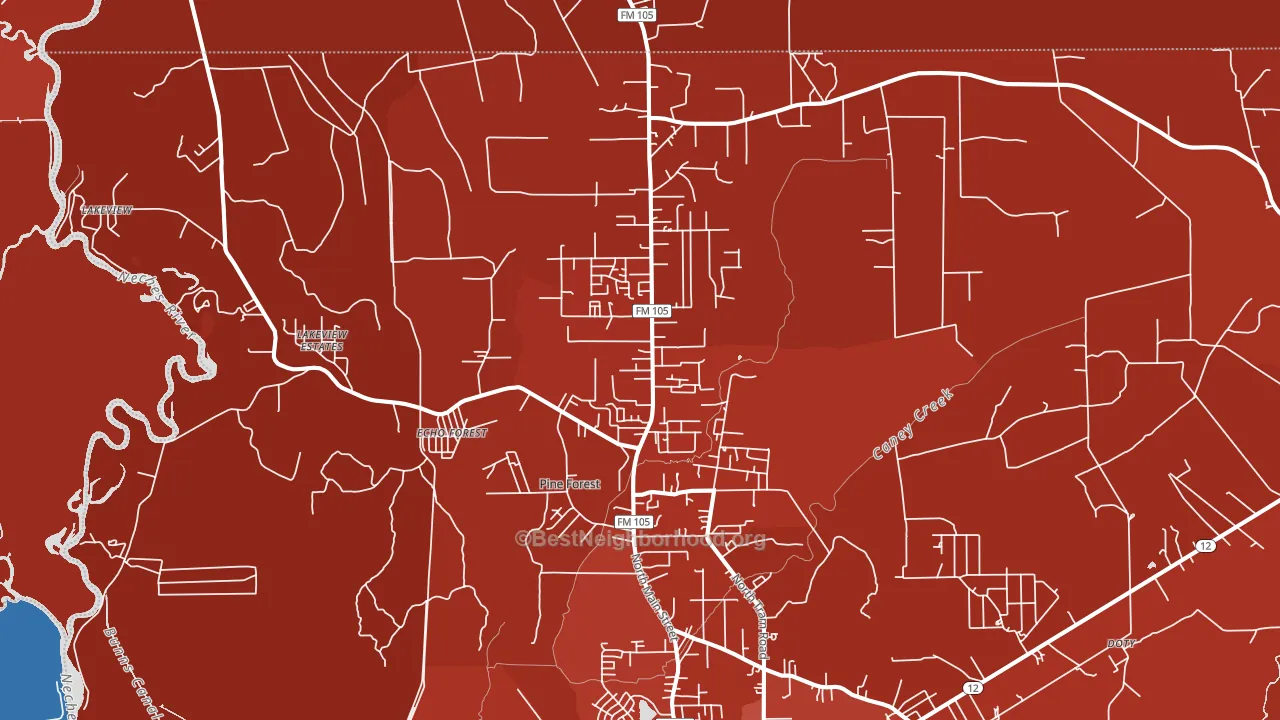 Pine Forest, TX block-group political-lean map