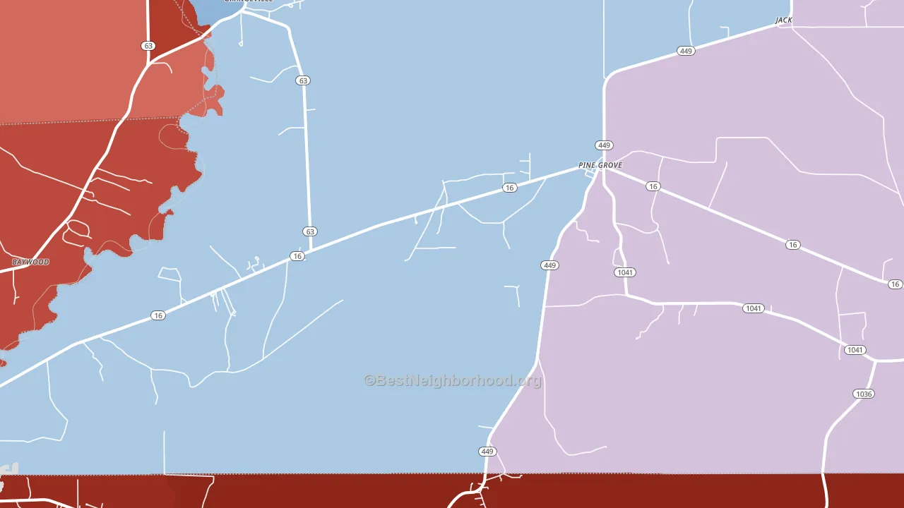 Pine Grove, LA block-group political-lean map