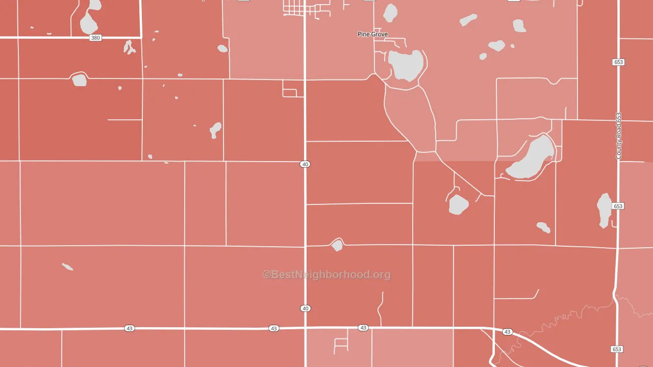 Pine Grove, MI block-group political-lean map