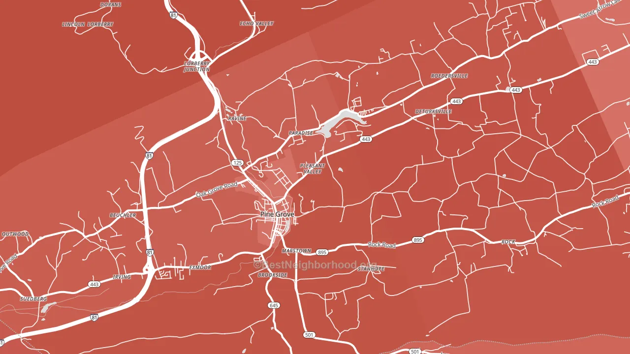 Pine Grove, PA block-group political-lean map