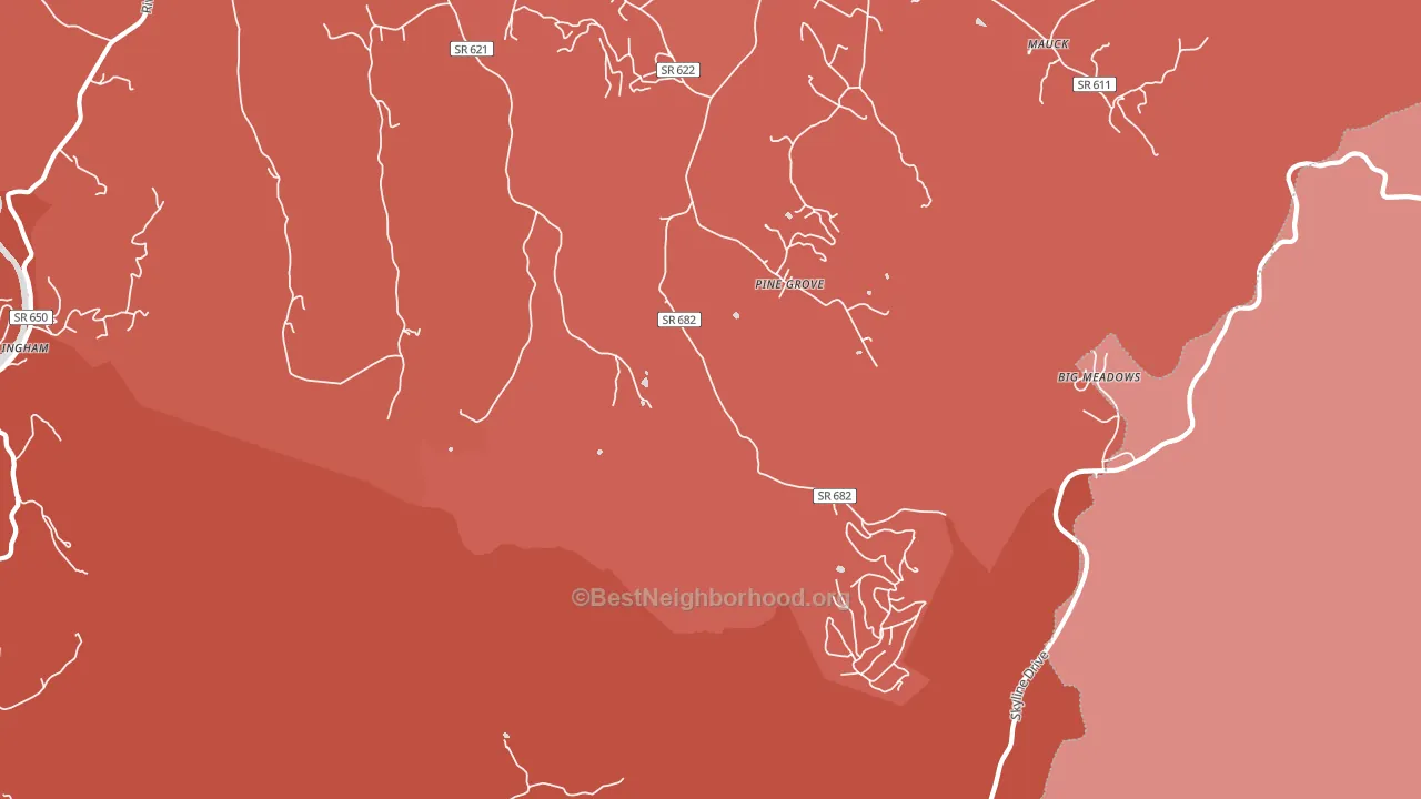 Pine Grove, VA block-group political-lean map
