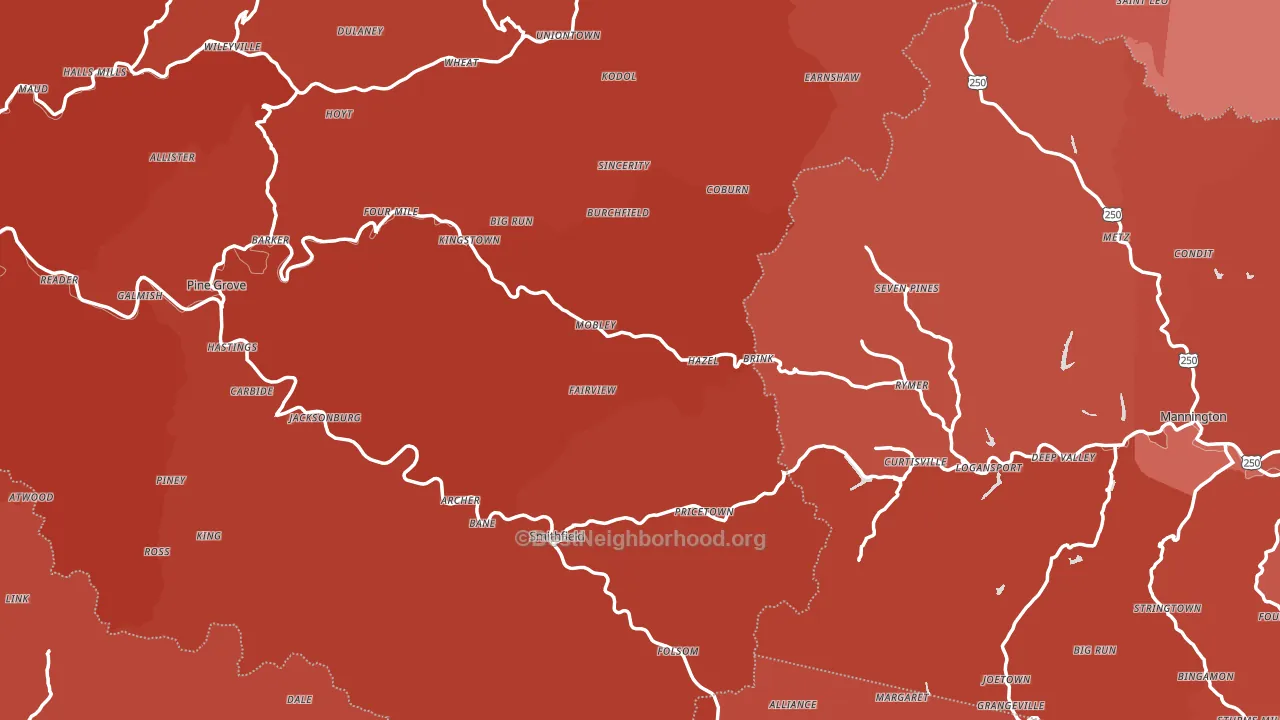 Pine Grove, WV block-group political-lean map