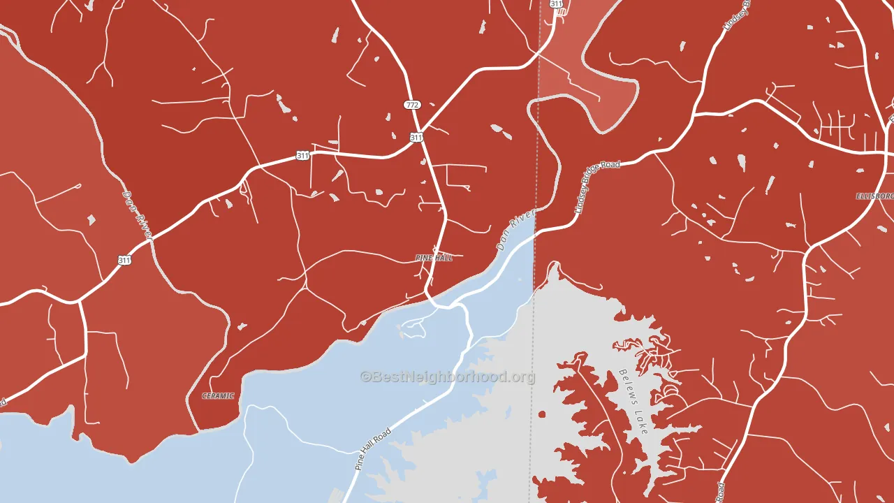 Pine Hall, NC block-group political-lean map