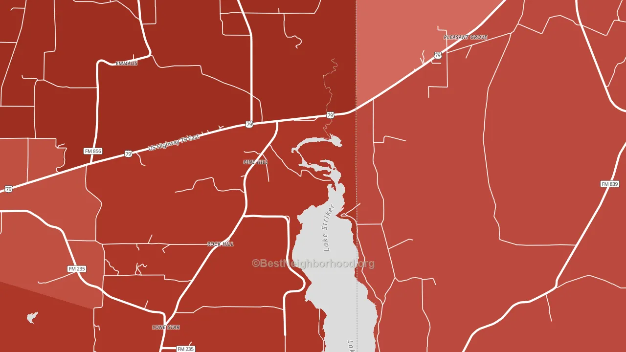 Pine Hill, TX block-group political-lean map