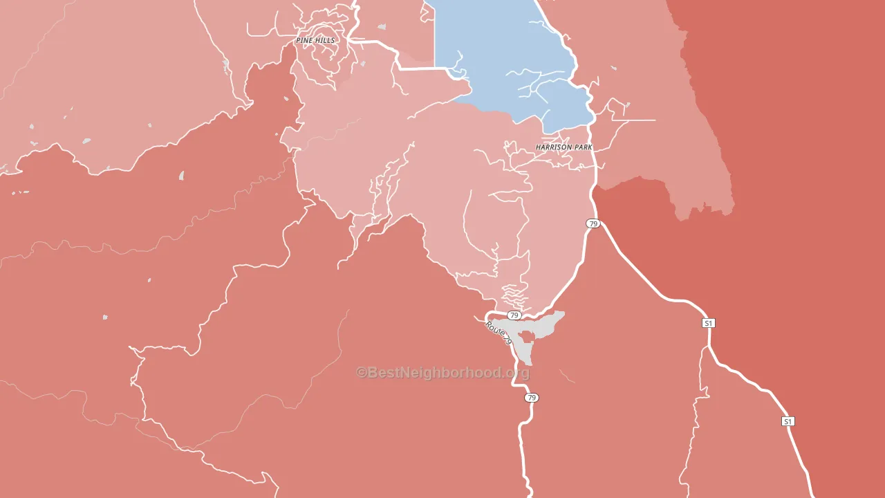 Pine Hills, CA block-group political-lean map