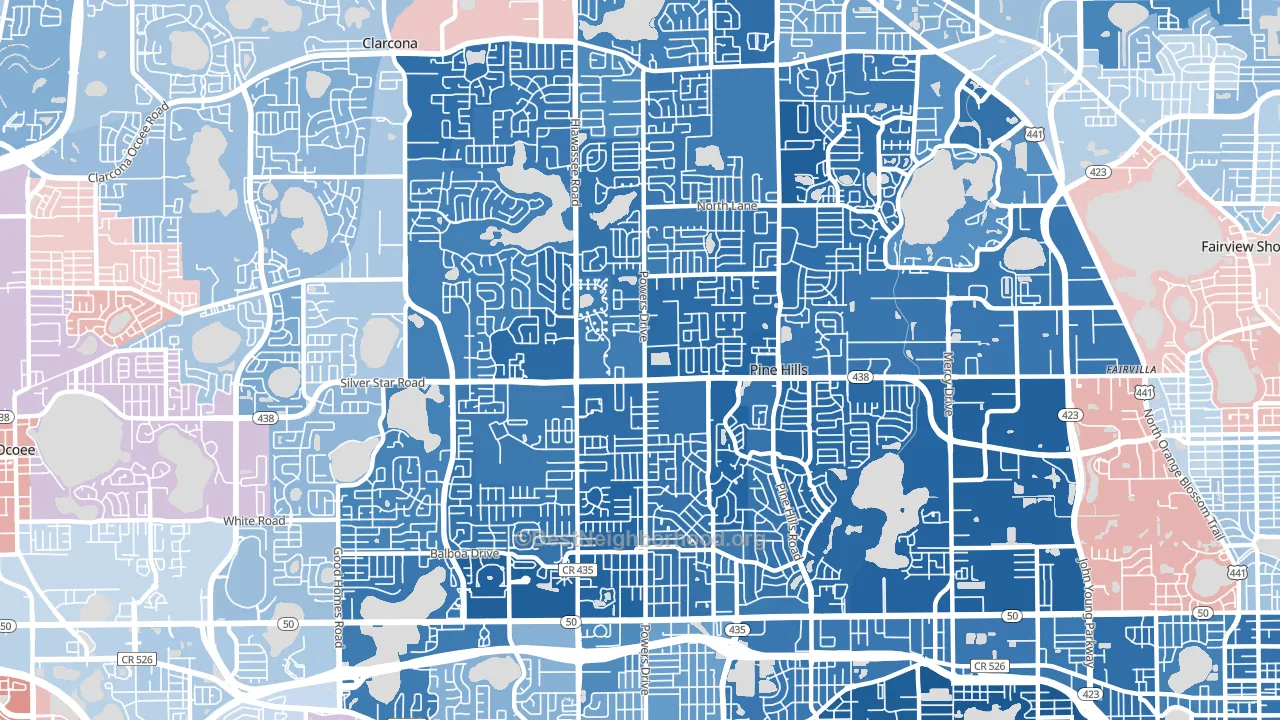 Pine Hills, FL block-group political-lean map