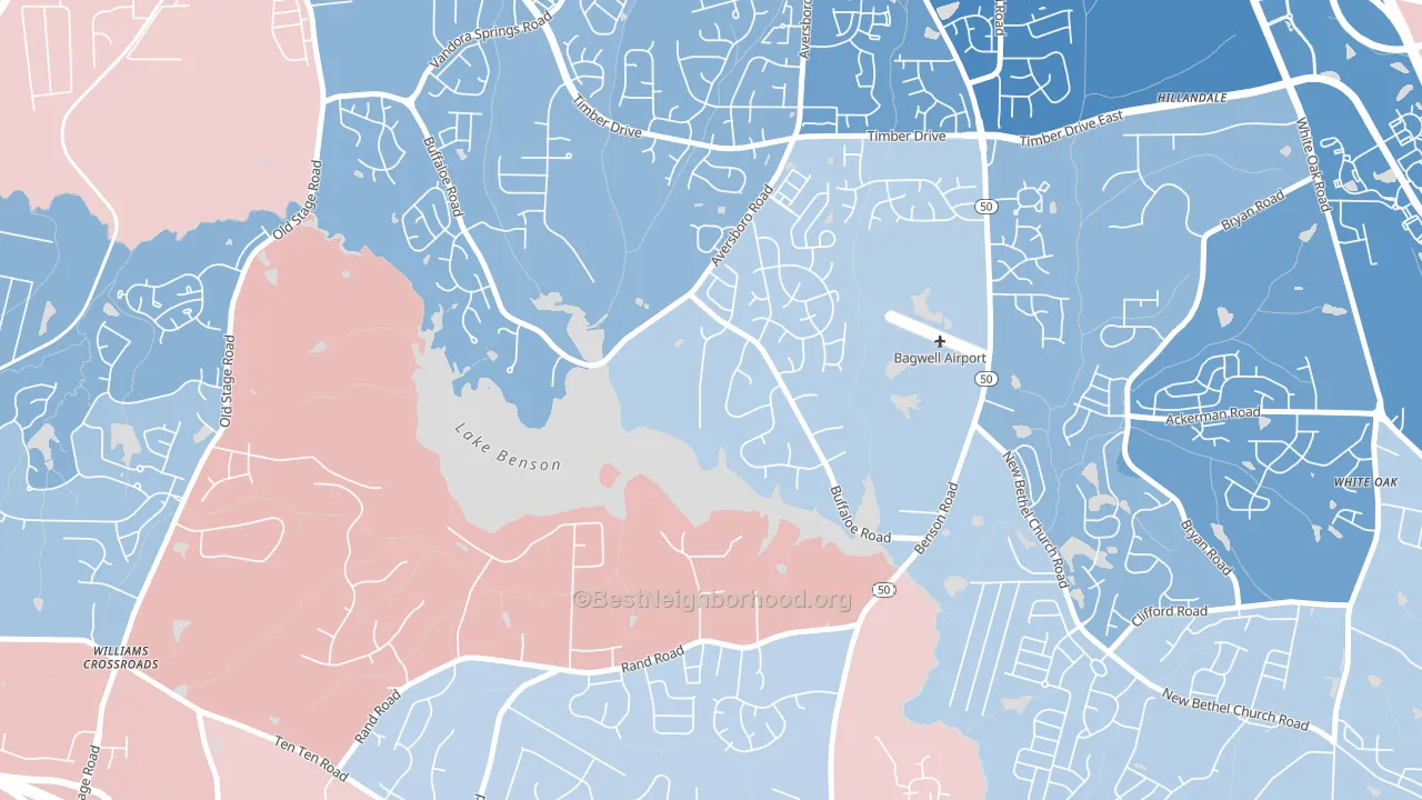 Pine Hurst Park, NC block-group political-lean map