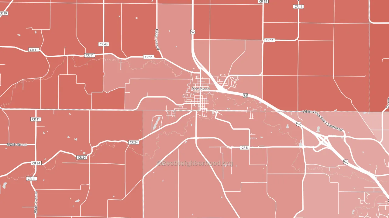 Pine Island, MN block-group political-lean map