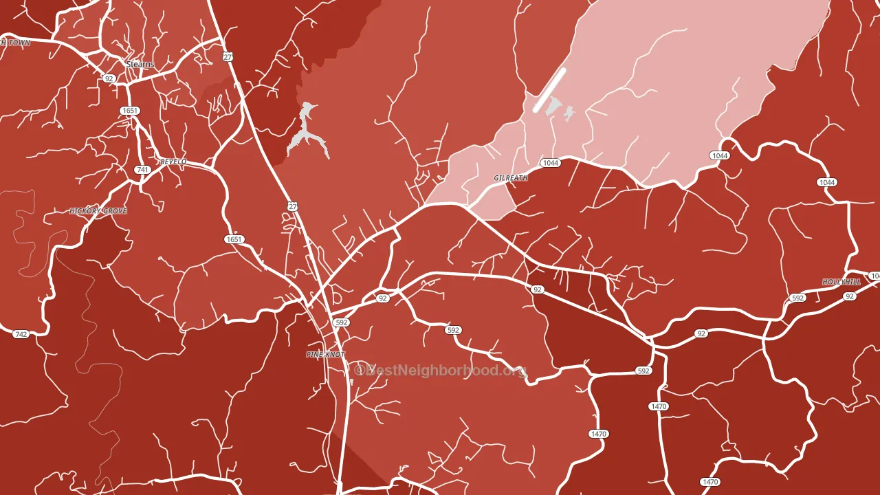 Pine Knot, KY block-group political-lean map