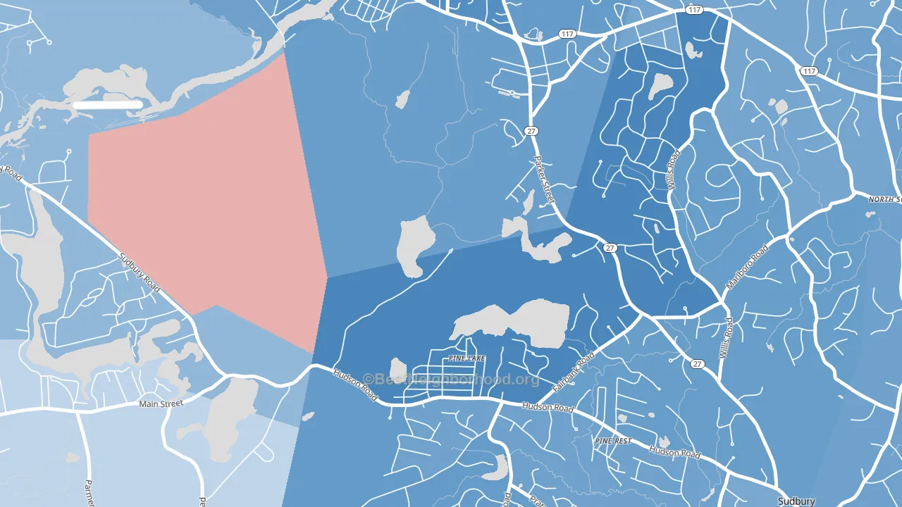 Pine Lake, MA block-group political-lean map