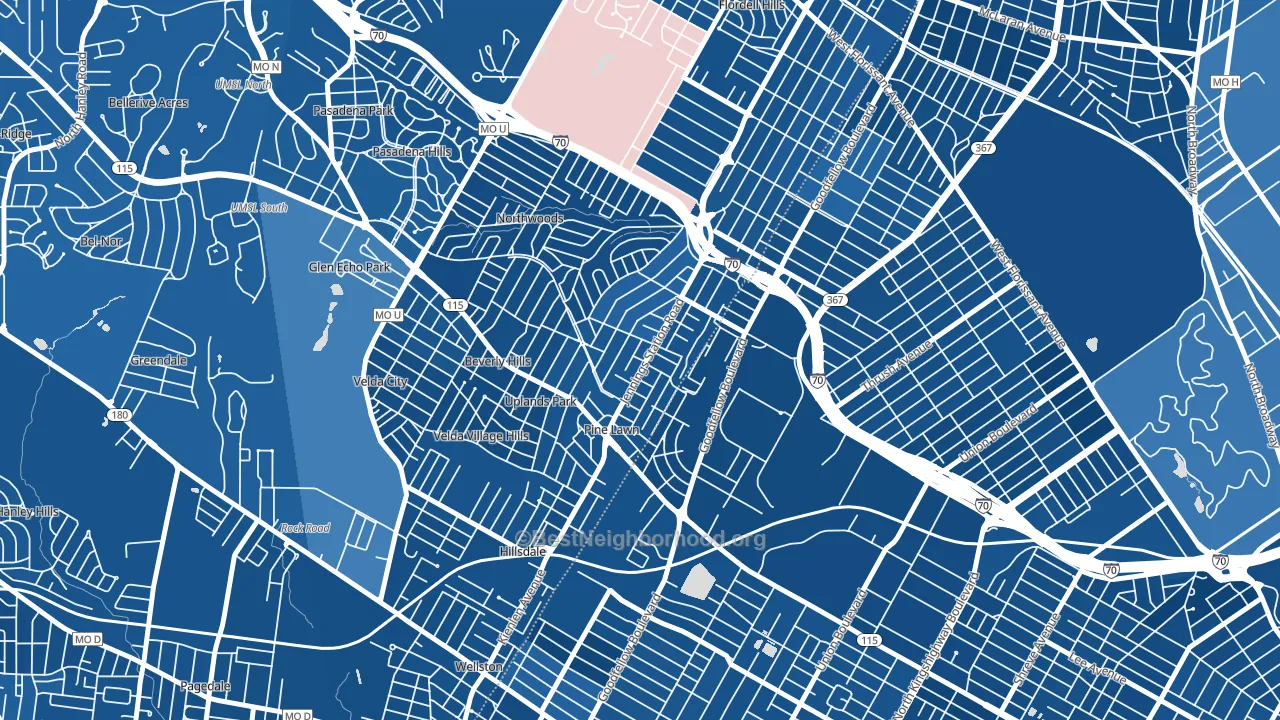 Pine Lawn, MO block-group political-lean map