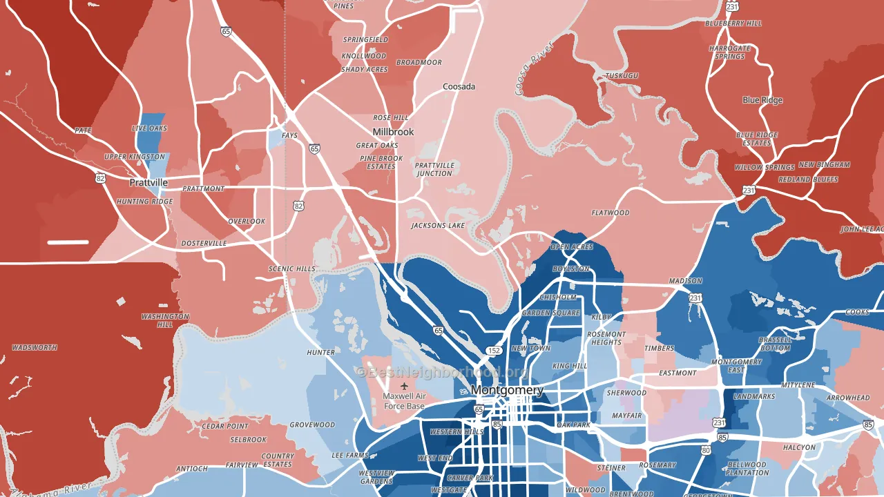 Pine Level, AL block-group political-lean map