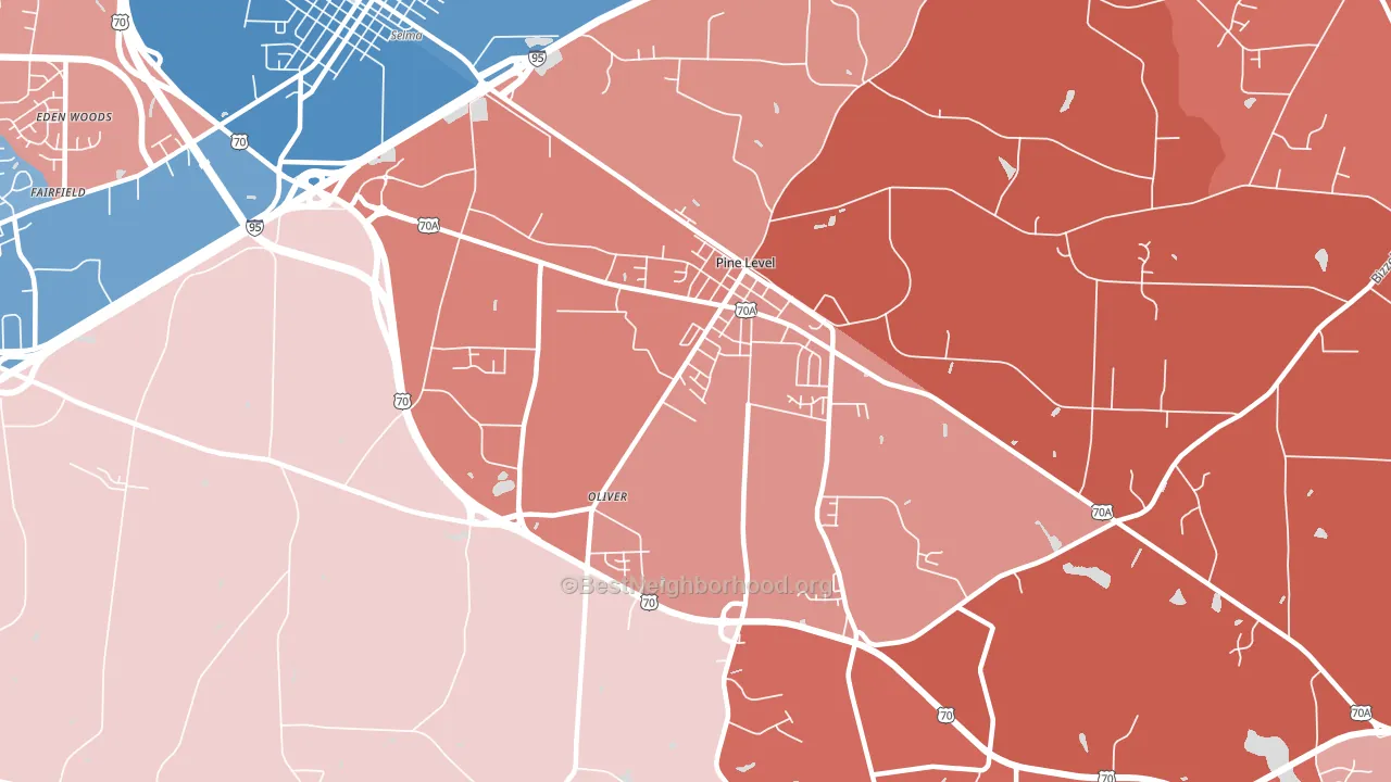 Pine Level, NC block-group political-lean map