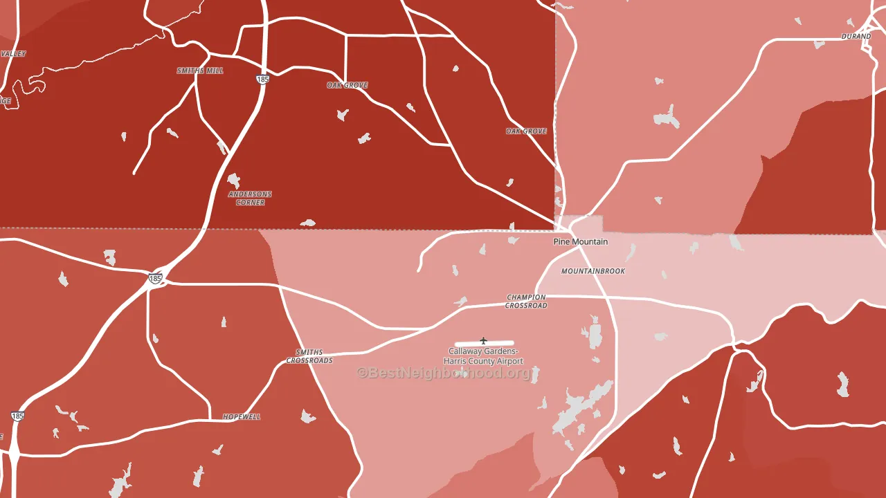 Pine Mountain, GA block-group political-lean map