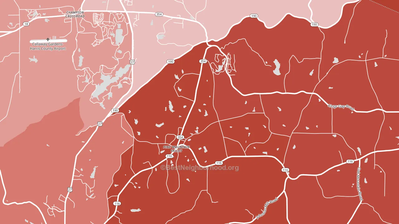 Pine Mountain Valley, GA block-group political-lean map