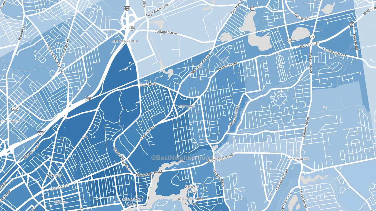 Pine Point, Springfield, MA block-group political-lean map