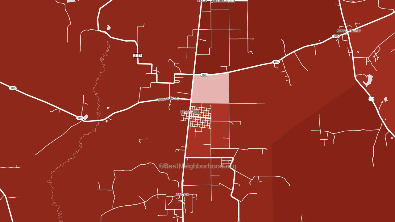 Pine Prairie, LA block-group political-lean map