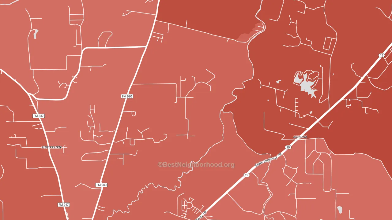 Pine Prairie, TX block-group political-lean map
