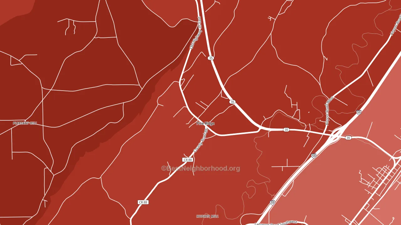 Pine Ridge, AL block-group political-lean map