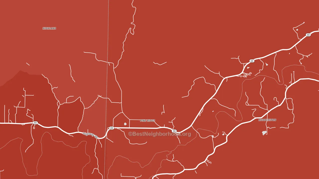 Pine Ridge, AR block-group political-lean map