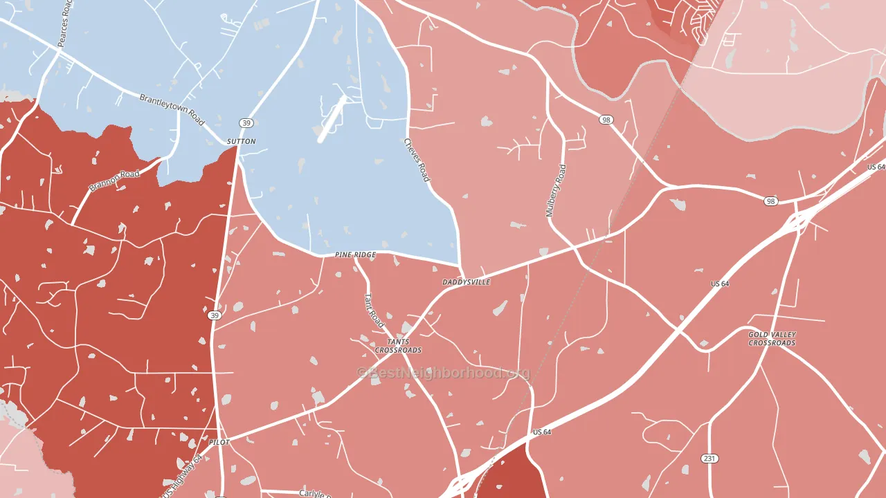 Pine Ridge, NC block-group political-lean map