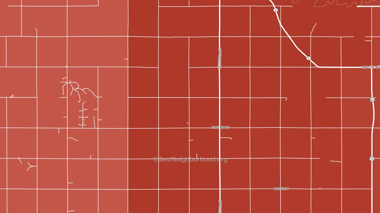 Pine Ridge, OK block-group political-lean map