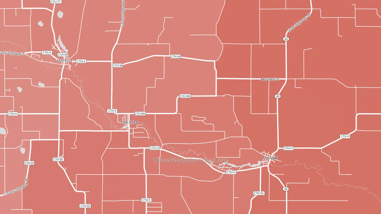 Pine River, WI block-group political-lean map