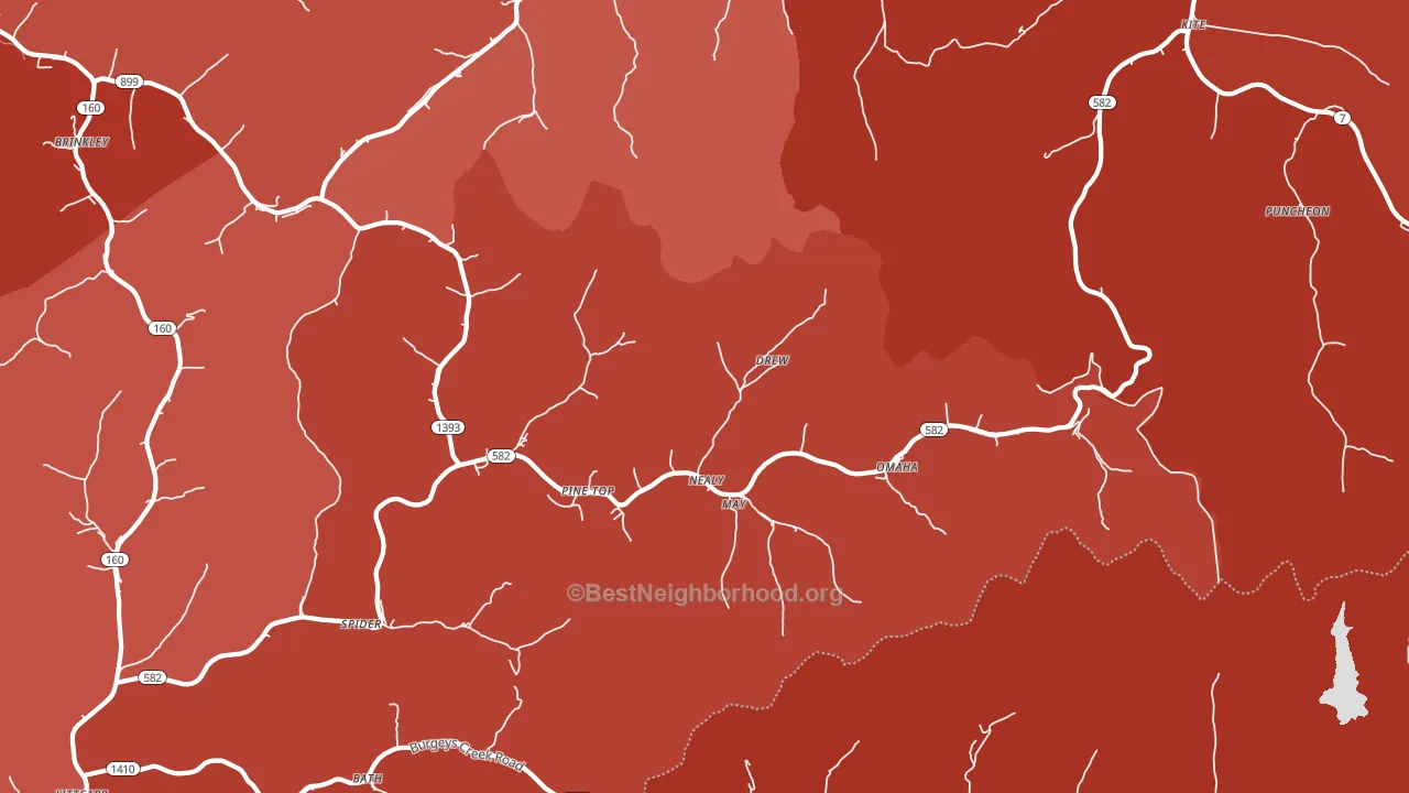 Pine Top, KY block-group political-lean map