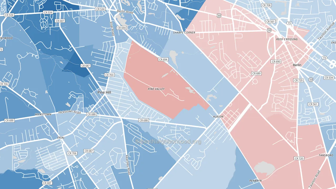 Pine Valley, NJ block-group political-lean map